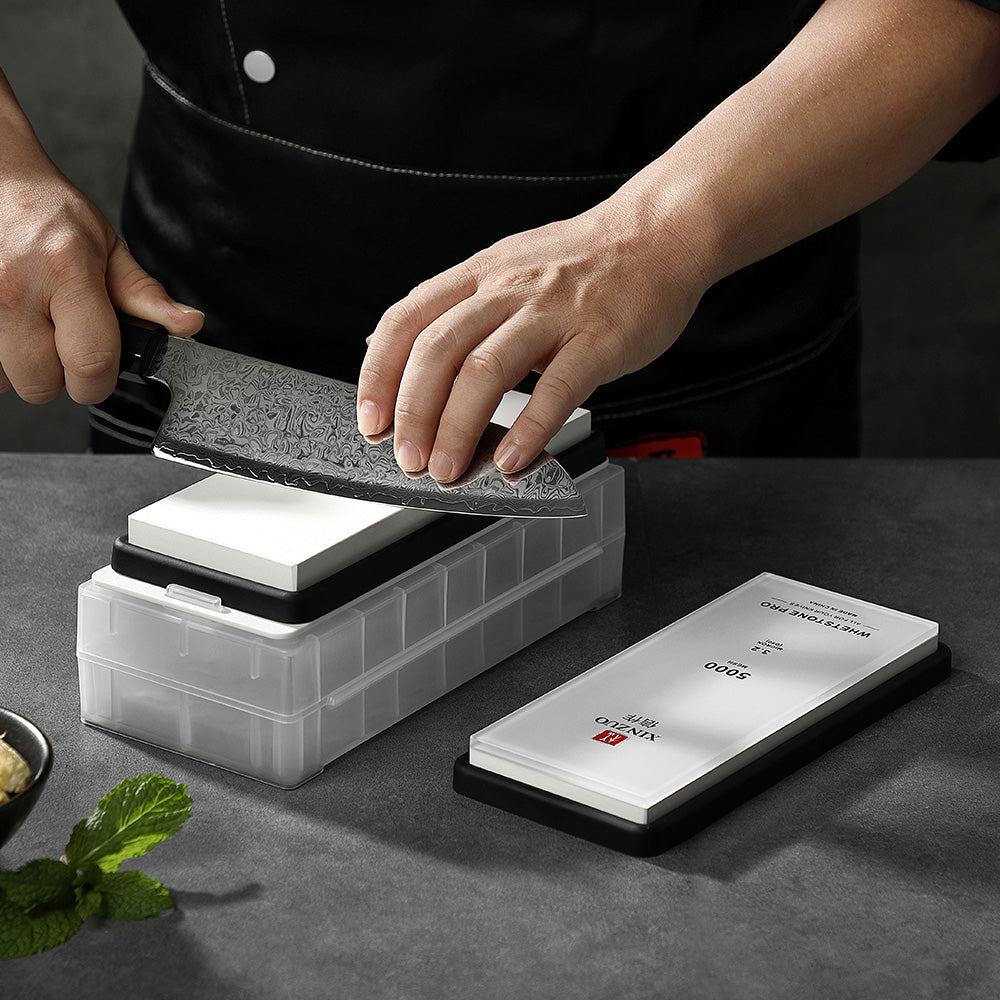 XINZUO B37S - 8.5" Chef & 5" Utility & 1K/5K Whetstone bundle