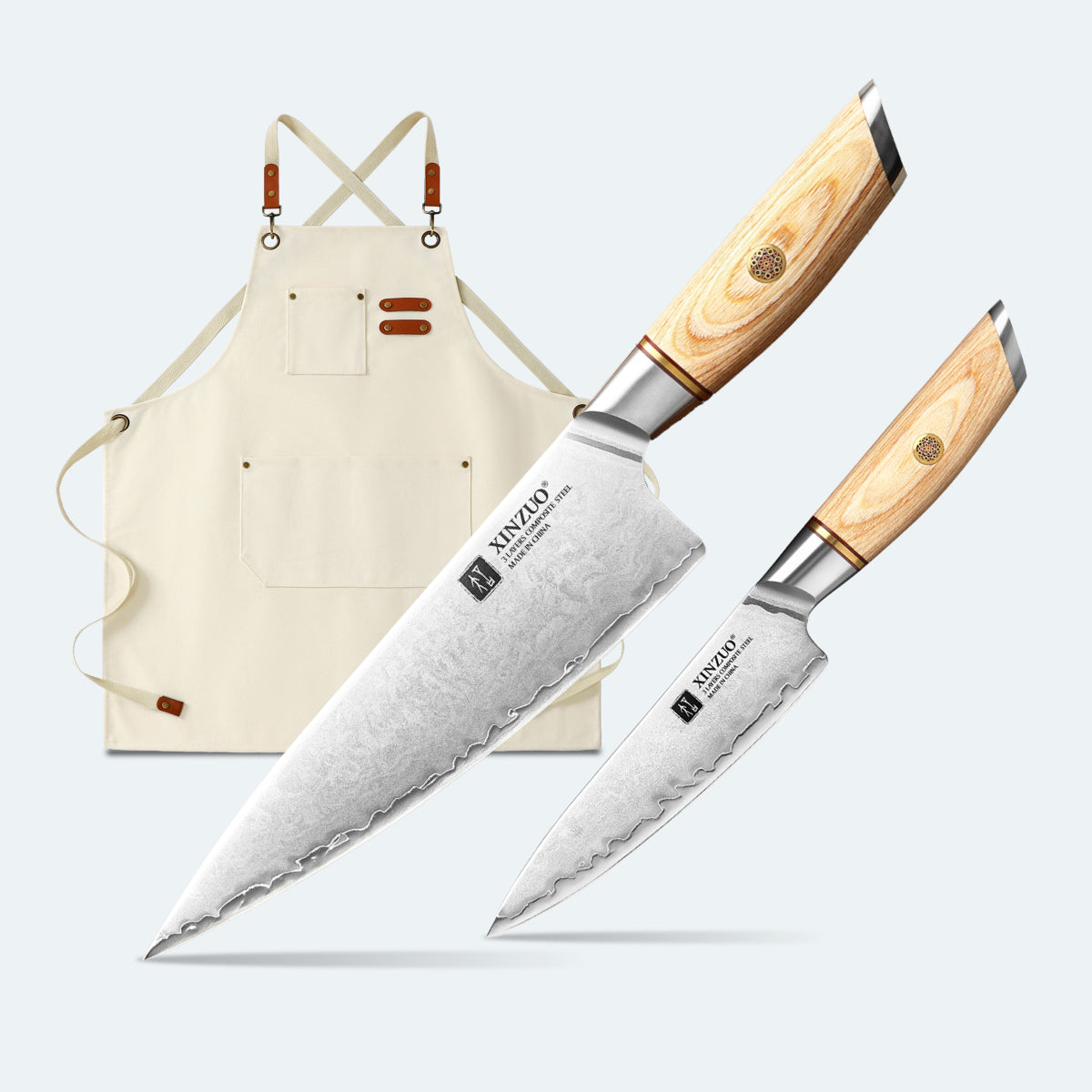XINZUO B37S - 8.5" Chef & 5" Utility & Apron bundle