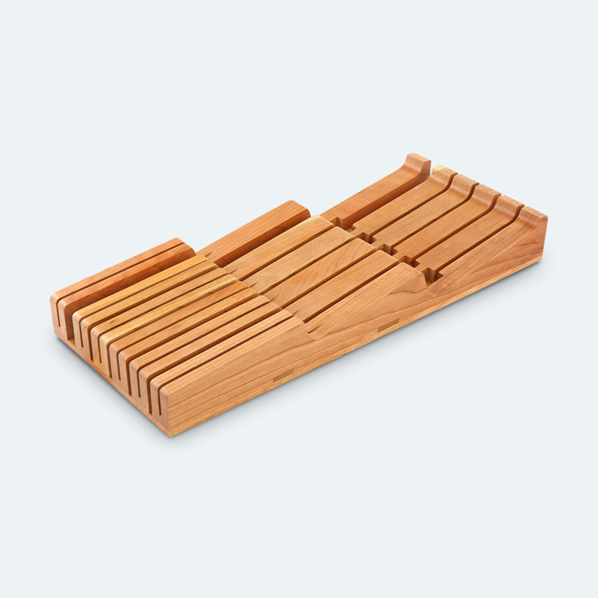 HEZHEN 11 Slots cherry wood drawer knife organizer