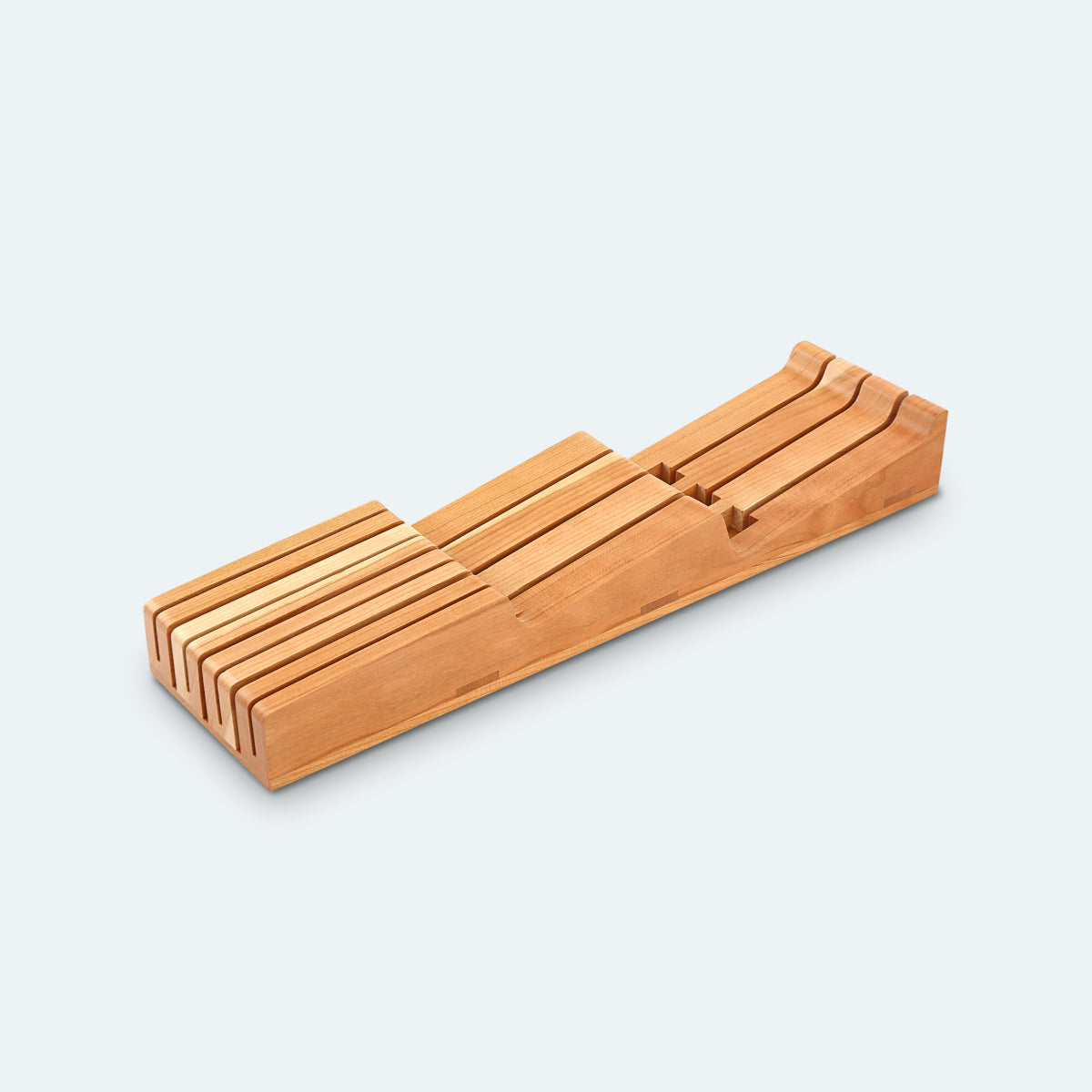 HEZHEN 7 Slots cherry wood drawer knife organizer