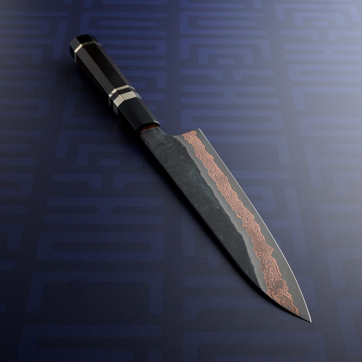 Nigara Hamono Yorokobi SLD Copper Damascus - Gyuto 210mm Ebony Handle