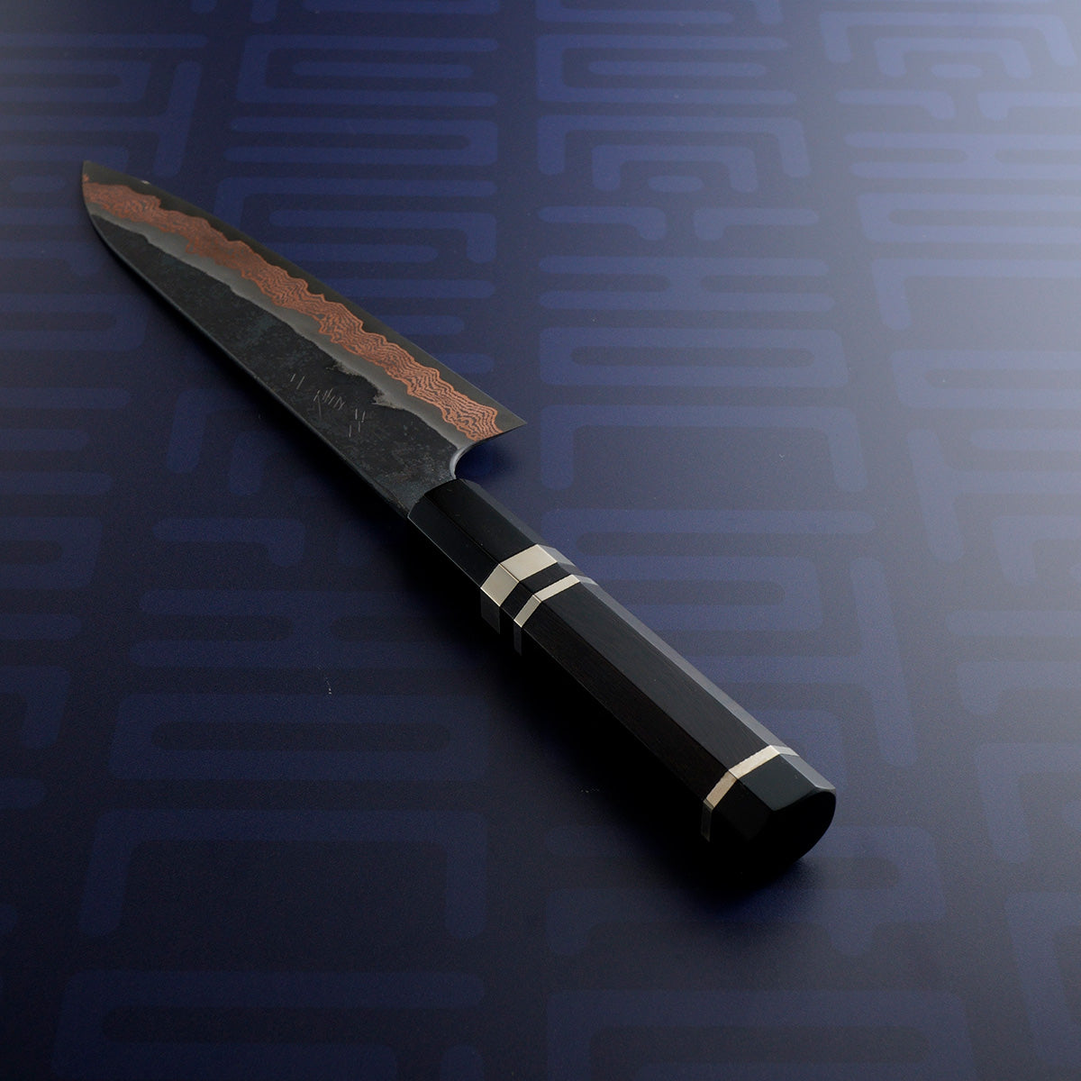 Nigara Hamono Yorokobi SLD Copper Damascus - Gyuto 210mm Ebony Handle