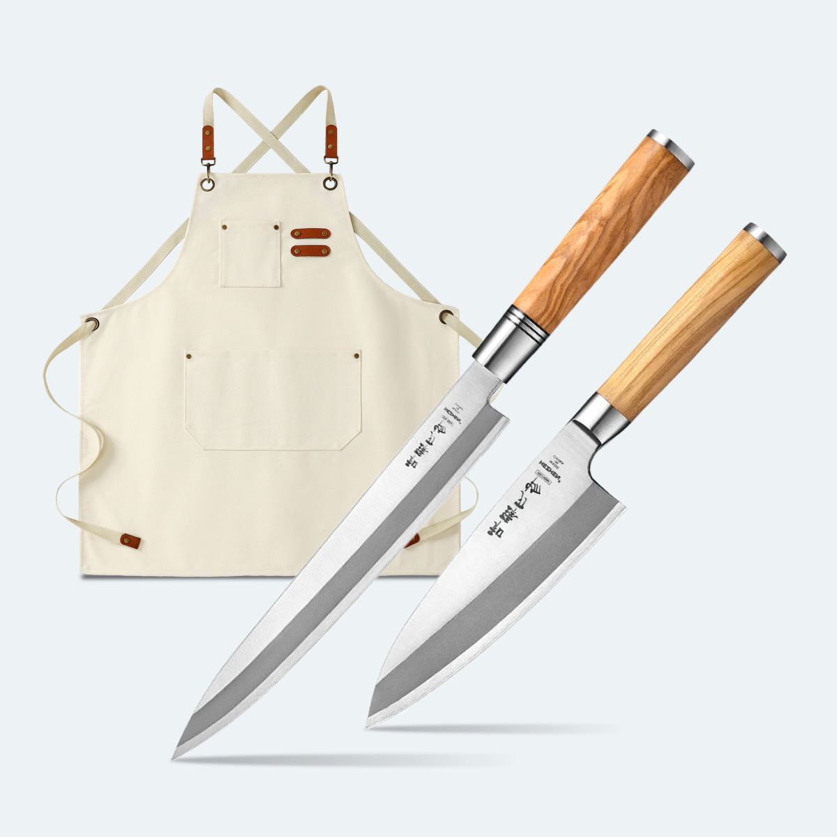 HEZHEN SO - 7" Deba & 240mm Yanagiba & Apron Bundle