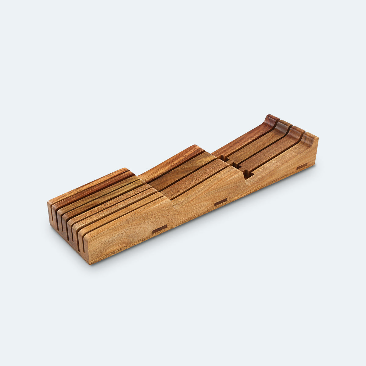 XINZUO 7 Slots acacia wood drawer knife organizer
