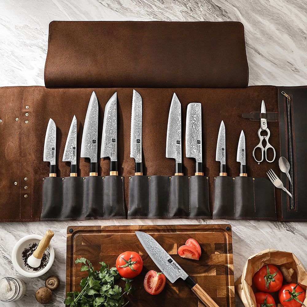 XINZUO - Leather chef knife roll bag with Shoulder Strap