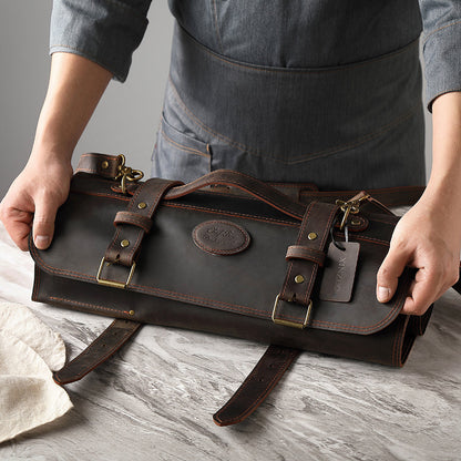 XINZUO - Leather chef knife roll bag with Shoulder Strap