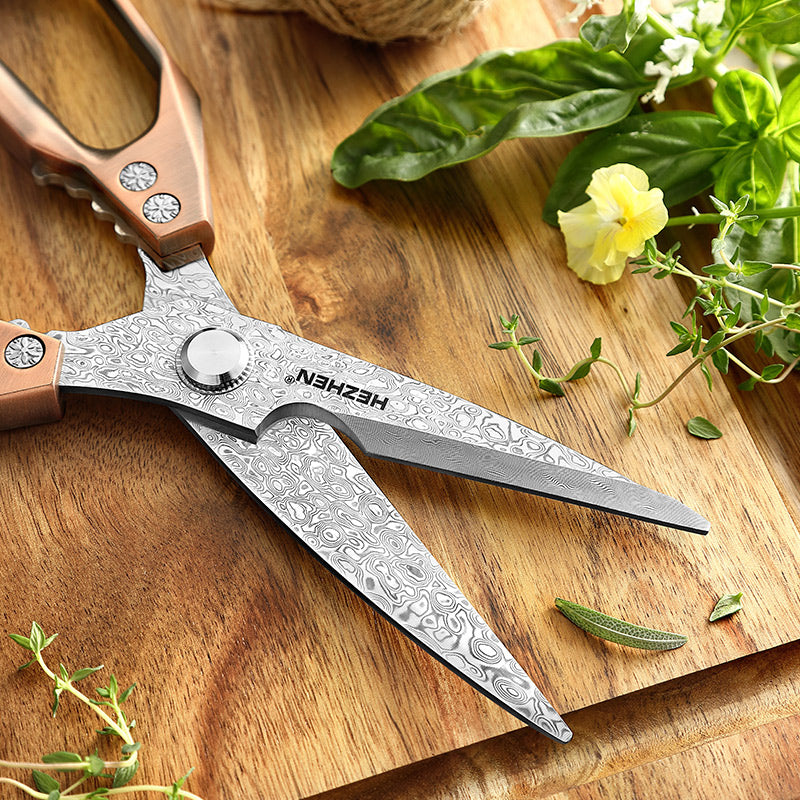 HEZHEN Multi-functional 110 Layers Damascus Steel Kitchen Scissors