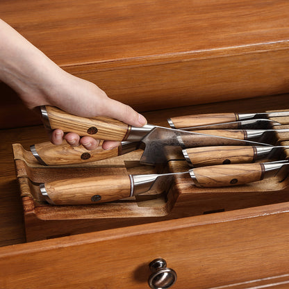 XINZUO 7 Slots acacia wood drawer knife organizer