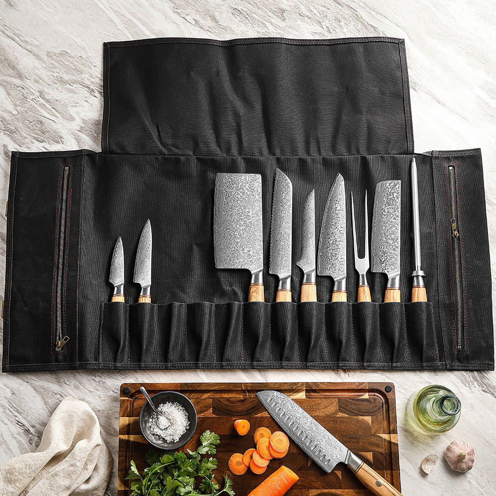 XINZUO - Chef knife roll bag with Shoulder Strap - Black