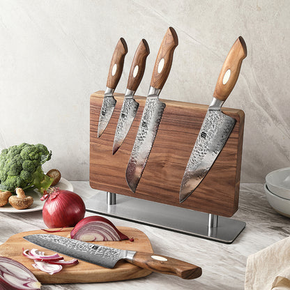 XINZUO Double-Sided Magnetic Knife Holder - Walnut Wood