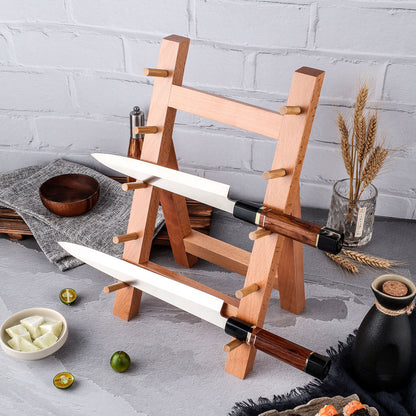 Japanese 5-Slot Knife Stand – Beech Wood