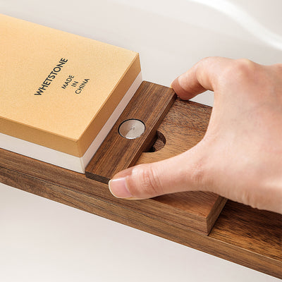 XINZUO Adjustable Whetstone Holder – Non-Slip Acacia Wood Sharpening Stone Base