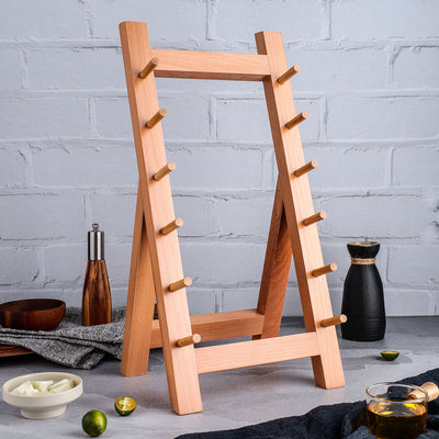 Japanese 6-Slot Knife Stand – Beech Wood
