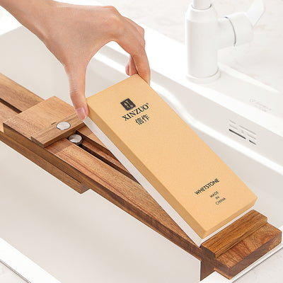 XINZUO Adjustable Whetstone Holder – Non-Slip Acacia Wood Sharpening Stone Base