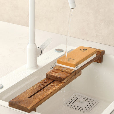 XINZUO Adjustable Whetstone Holder – Non-Slip Acacia Wood Sharpening Stone Base