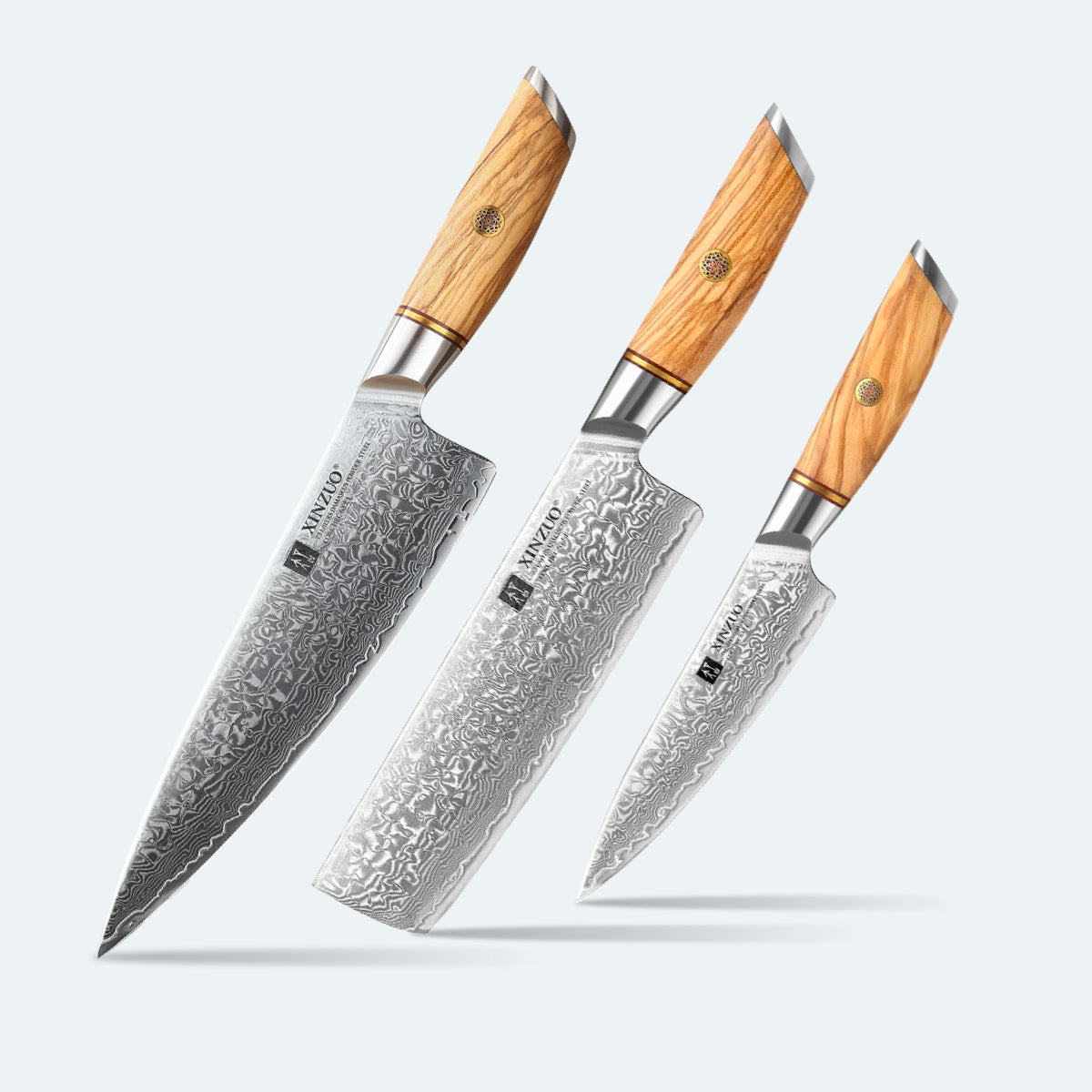 XINZUO B37 - 8.5" Chef, 7" Nakiri & 5" Utility bundle