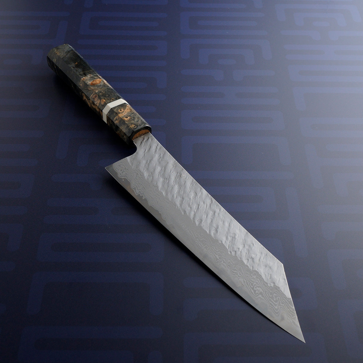 Nigara Hamono Migaki Tsuchime Damascus VG10 - Kiritsuke 210mm Maple burl handle