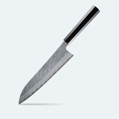 Nigara Hamono Migaki Tsuchime Damascus VG10 - Gyuto 240mm Ebony handle