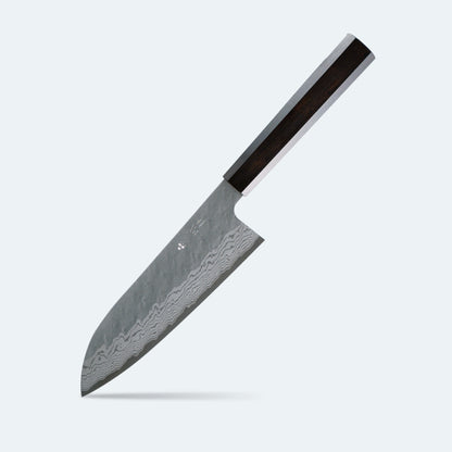 Nigara Hamono Migaki Tsuchime Damascus VG10 - Santoku 180mm Ebony handle