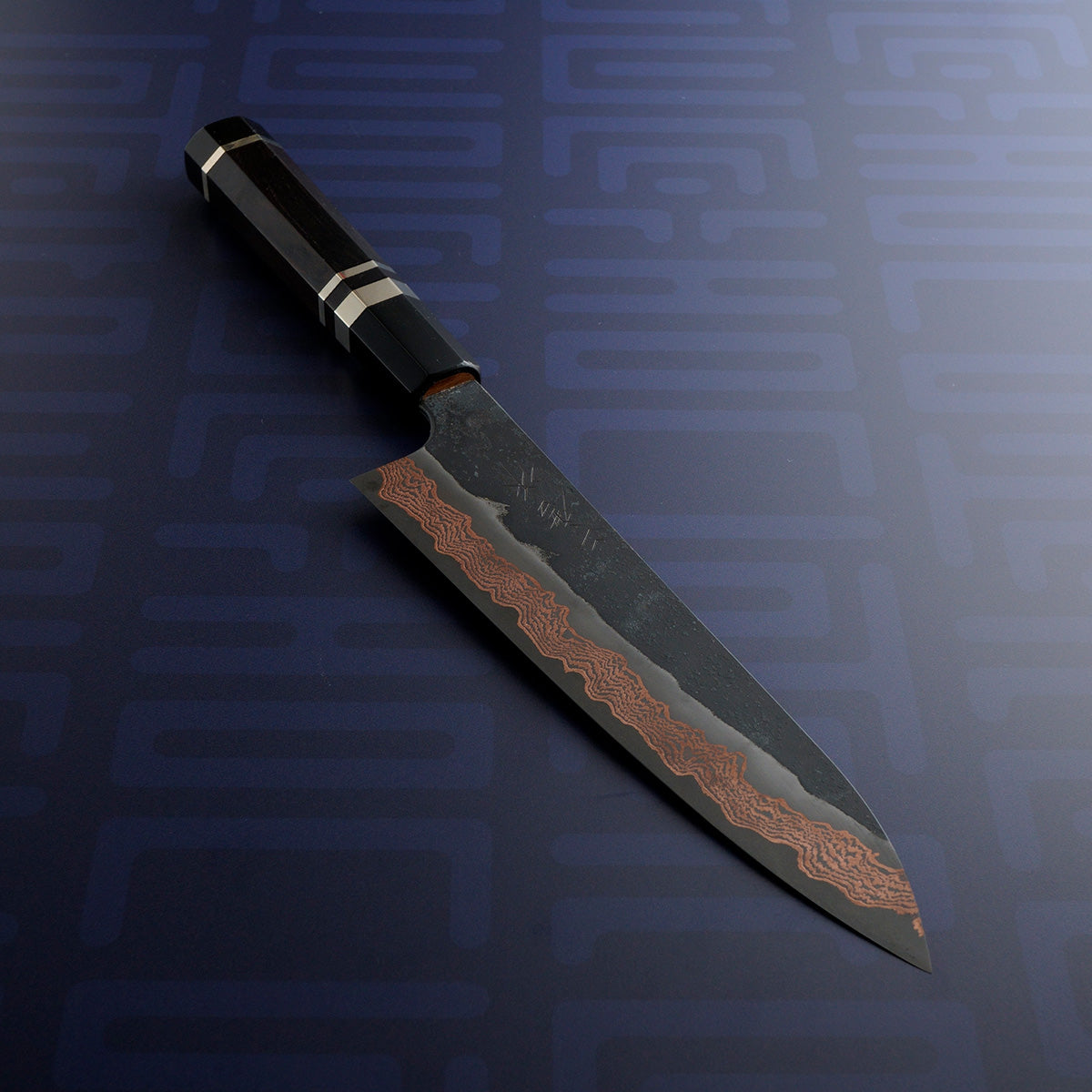 Nigara Hamono Yorokobi SLD Copper Damascus - Gyuto 210mm Ebony Handle